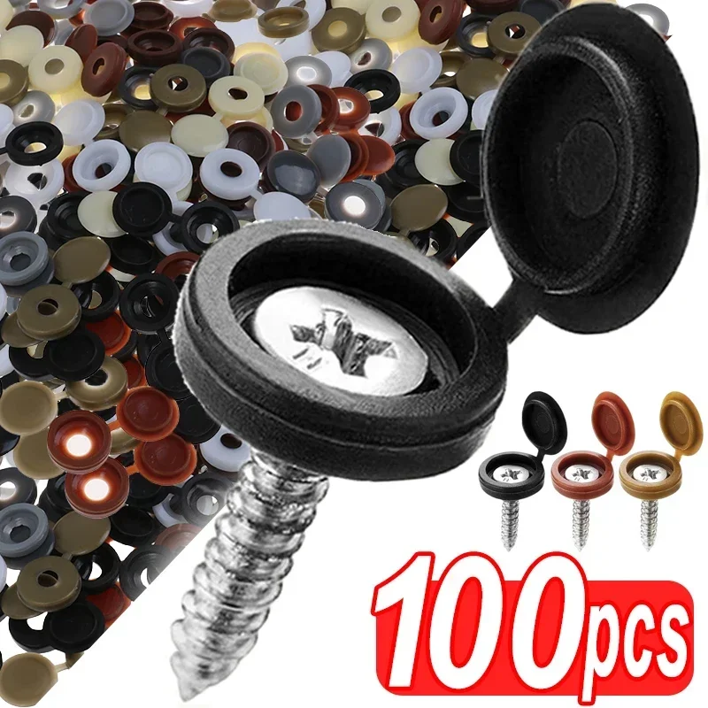 Furniture Hardware Covers - Hinged Plastic Screw Cap Cover Fold