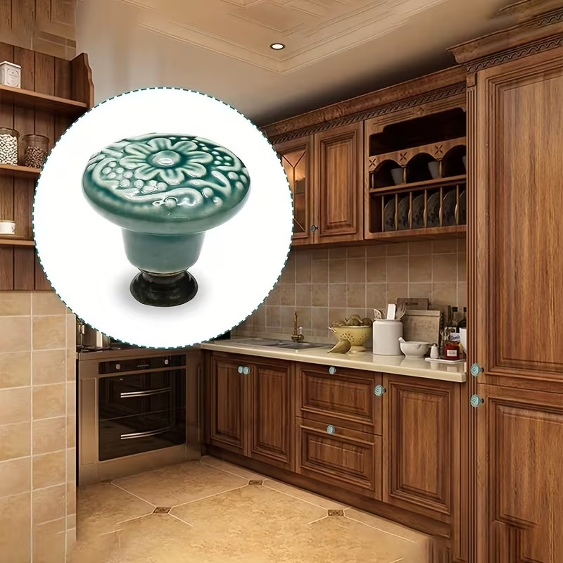 12pcs Ceramic Cabinet Knobs, F - Furniture Hardware Supplies ulasan dan harga