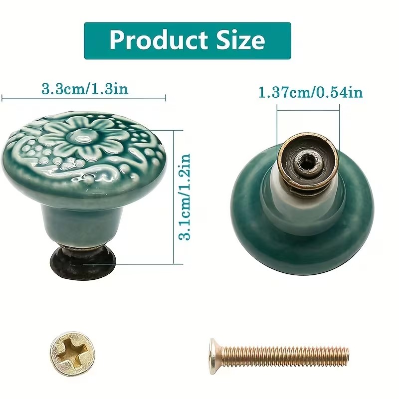 12pcs Ceramic Cabinet Knobs, F - Furniture Hardware Supplies ulasan dan harga