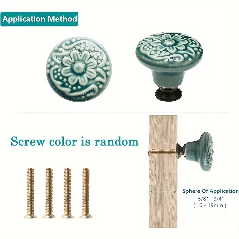 12pcs Ceramic Cabinet Knobs, F - Furniture Hardware Supplies ulasan dan harga