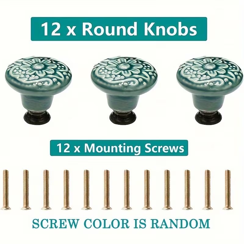 12pcs Ceramic Cabinet Knobs, F - Furniture Hardware Supplies ulasan dan harga